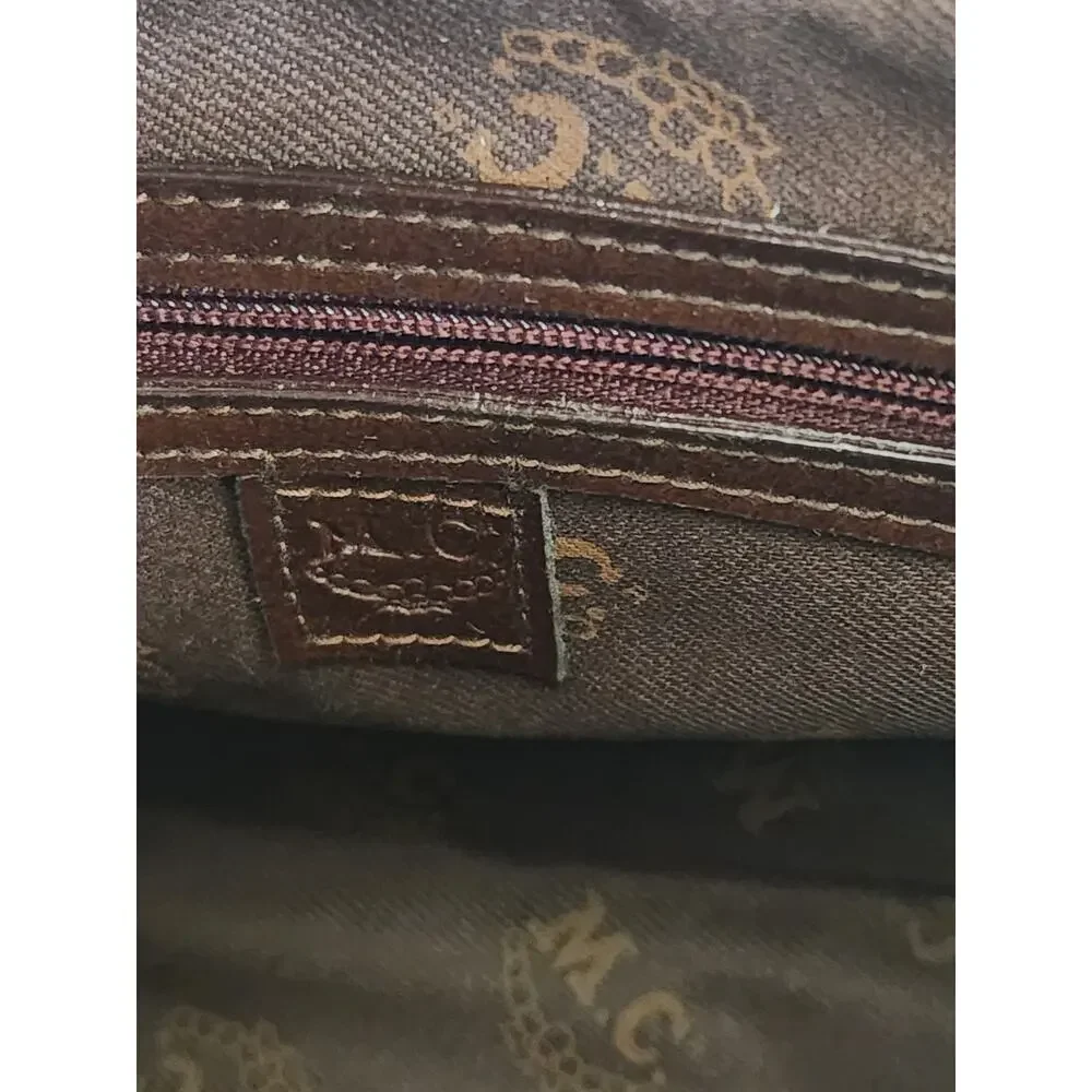 Vtg Marc Chantal Tapestry bag and matching wallet NWT and leather trim 80's